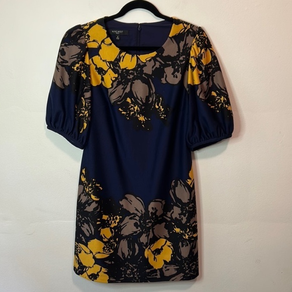 Nine West Navy and Yellow Floral Dress